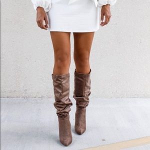 REPOSH boutique tan knee high boot heels